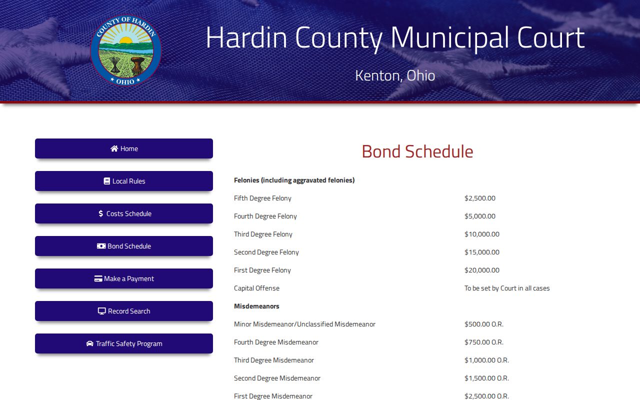 Hardin County criminal docket Municipal Court bond schedule