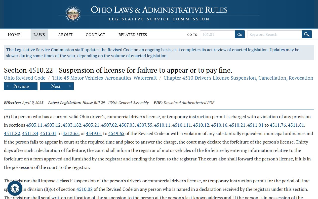Hardin County traffic court records Ohio failure-to-appear law